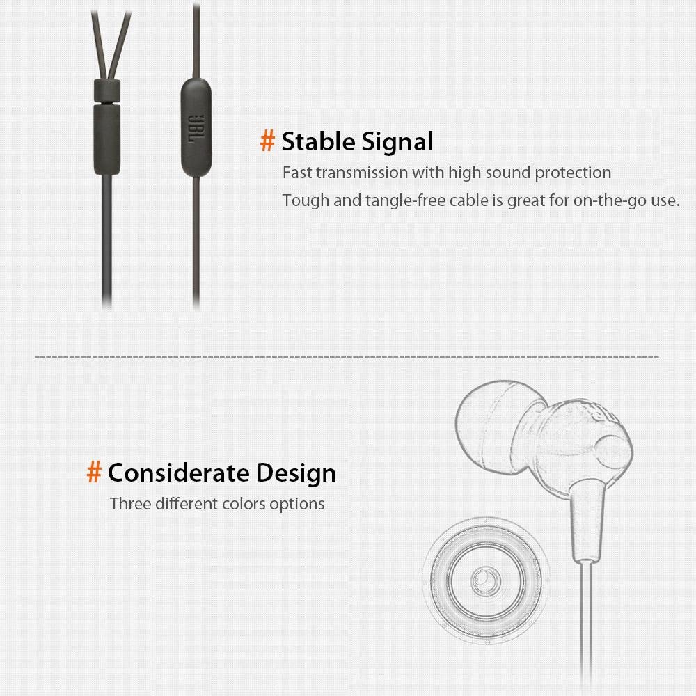 JBL C200SI In-Ear Headphone 3.5 Mm Jack High-end JBL Sound Control One Button Earphone Sports Earphones Earbuds With Microphone For IOS Android