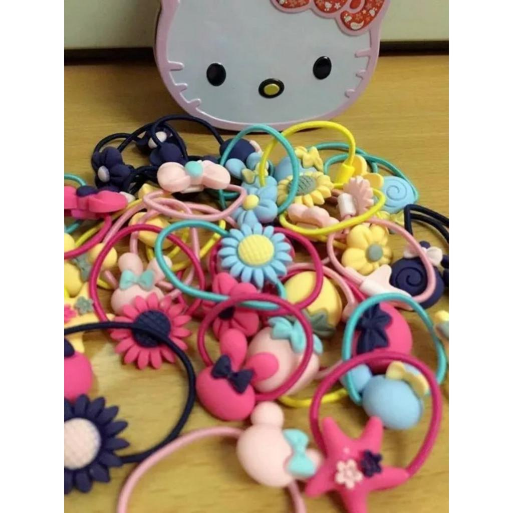 Hộp 40 dây buộc tóc Hello kitty cho bé nhiều hình đủ màu siêu xinh