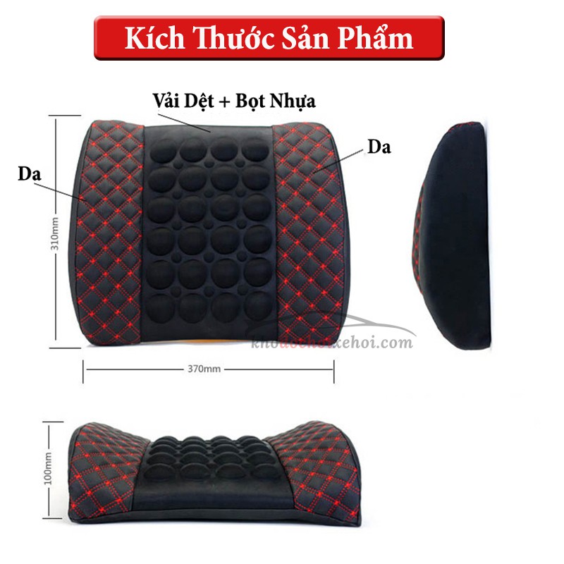 Tựa Lưng Massage Ô Tô - Cắm Điện Tẩu Nguồn 12V - 3 Chế Độ Rung - Thư giãn giảm đau mỏi lưng