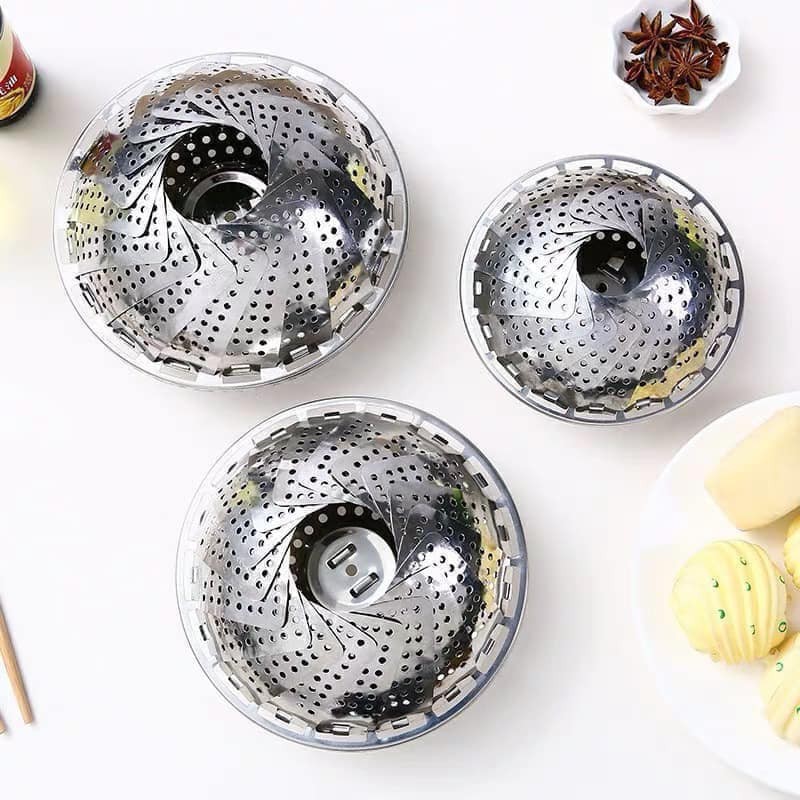 Vỉ hấp inox thông minh size to 36cm | Rổ hấp inox xếp gọn được