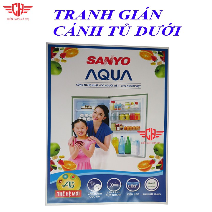 Miếng dán tủ lạnh Tem dán tủ lạnh tem tủ lạnh sanyo aqua mẫu mẹ con