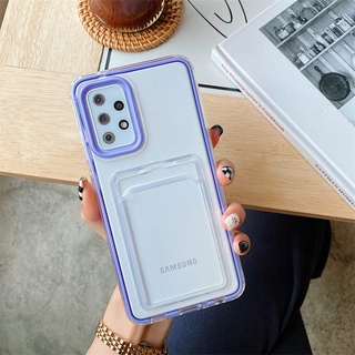 Ốp điện thoại TPU mềm màu kẹo có ngăn đựng thẻ cho Samsung A22 A32 A52 A72 A12 4G 5G