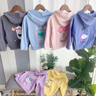 Áo Khoác Cardigan Len Dệt Kim Mỏng Có Mũ Trùm Đầu Hoạ Tiết Hoạt Hình Phong Cách Hàn Quốc Cho Bé Có 6 Màu 90-130