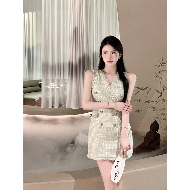 Cocory vn Đầm Mini Cổ Chữ V Màu Trắng Thời Trang Mùa Hè Sang Trọng Cho Nữ