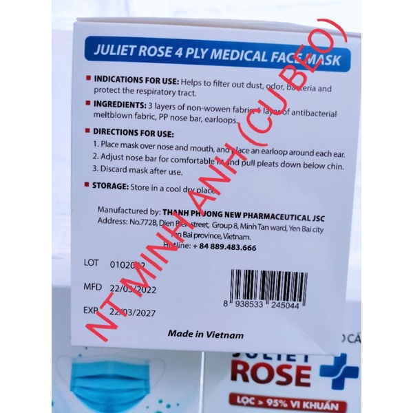 KHÂỦ TRANG Y TẾ 4 LỚP Juliet Rose- HÀNG CHÍNH HÃNG