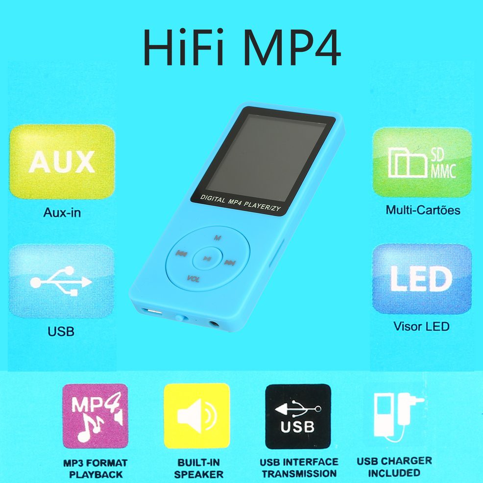 Máy Nghe Nhạc Mp3 Mp4 Siêu Mỏng Có Khe Cắm Thẻ Nhớ Tiện Dụng