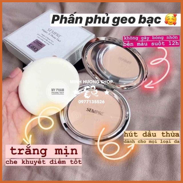 PHẤN PHỦ TRANG ĐIỂM GEO BẠC siêu mịn vỏ bọc nhung đen