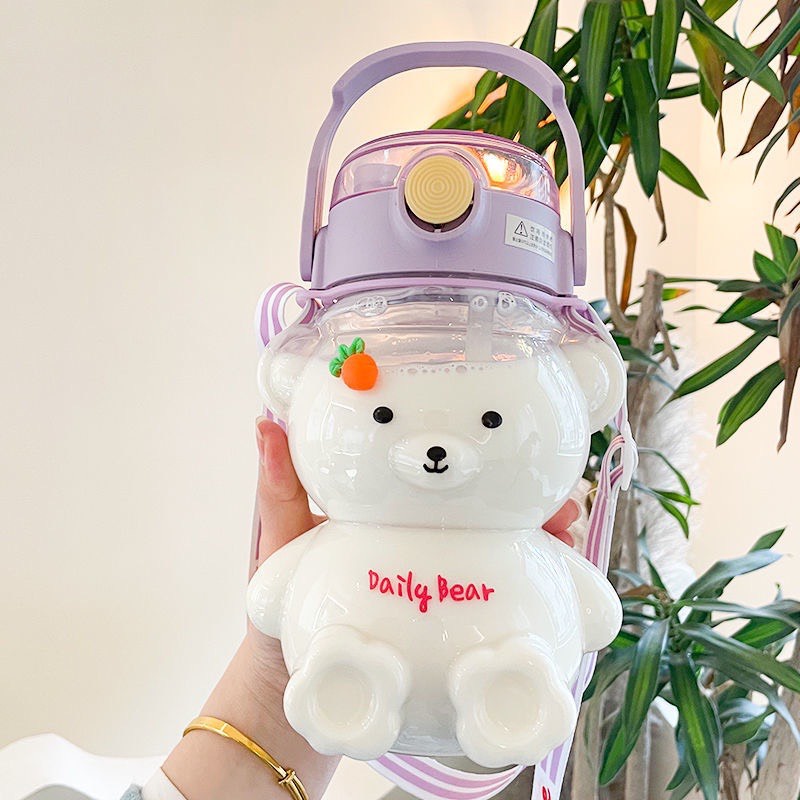 Bình nước hình gấu dung tích lớn cute, dễ thương, tiện lợi