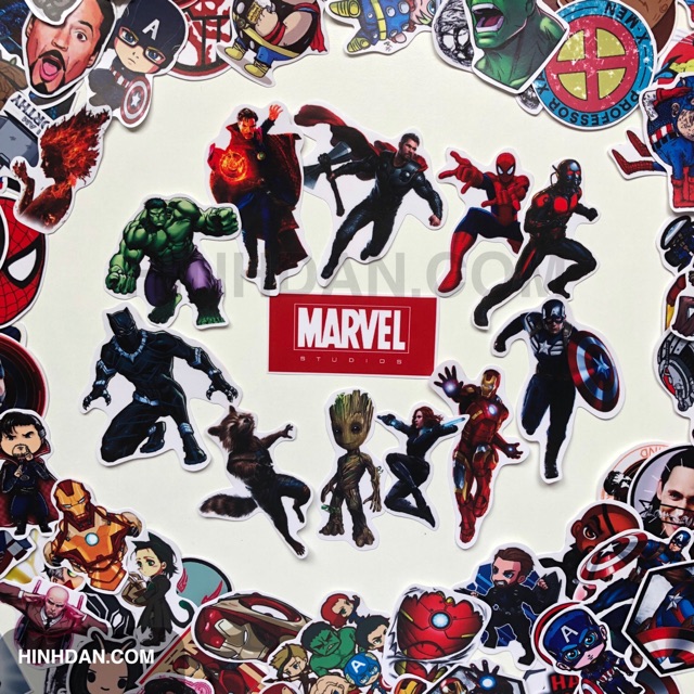 Sticker MARVEL SIÊU ANH HÙNG  Chống Nước Trang Trí Va Li, Xe, Laptop, Nón Bảo Hiểm, Đàn Guitar