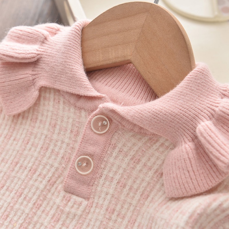 Set Đồ 2 Món BEAR LEADER Gồm Áo Sweater Phối Bèo Và Chân Váy Thời Trang Thu Đông 2020 Mới Cho Bé Gái