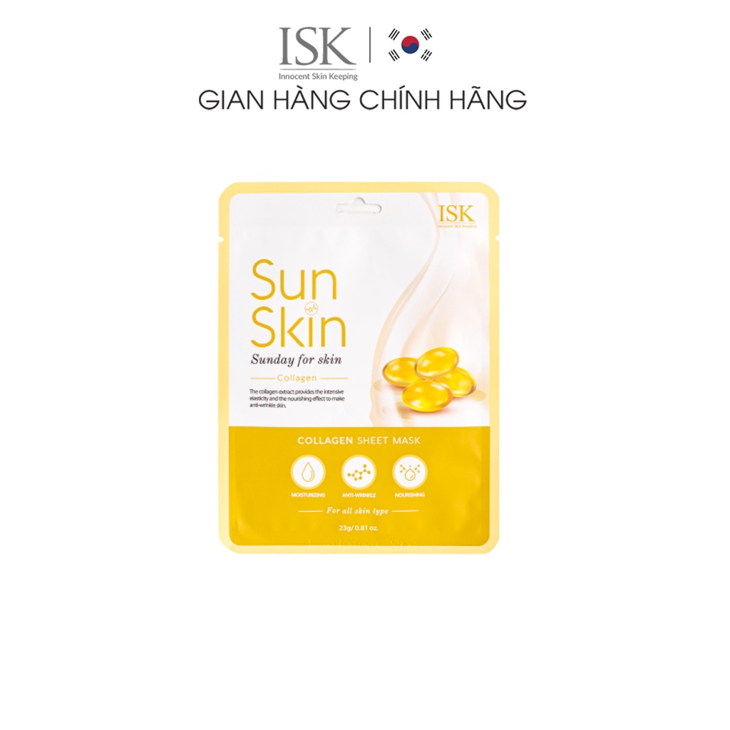 [Mã LTBAUAB34 giảm đến 50K đơn 250K] Mặt Nạ Collagen ISK SunSkin Sheet Mask Dưỡng Ẩm, Sáng Da 23ml IMASK0200110