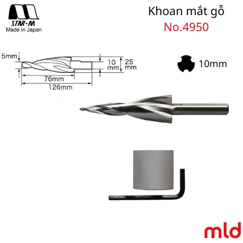 Bộ mũi khoan côn phá mắt gỗ và gọt chốt, Star-M, No.4950 [MADE IN JAPAN]