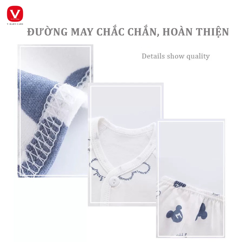 Set quần áo cho bé sơ sinh 7 món V-BABY 100% Cotton mới 2022