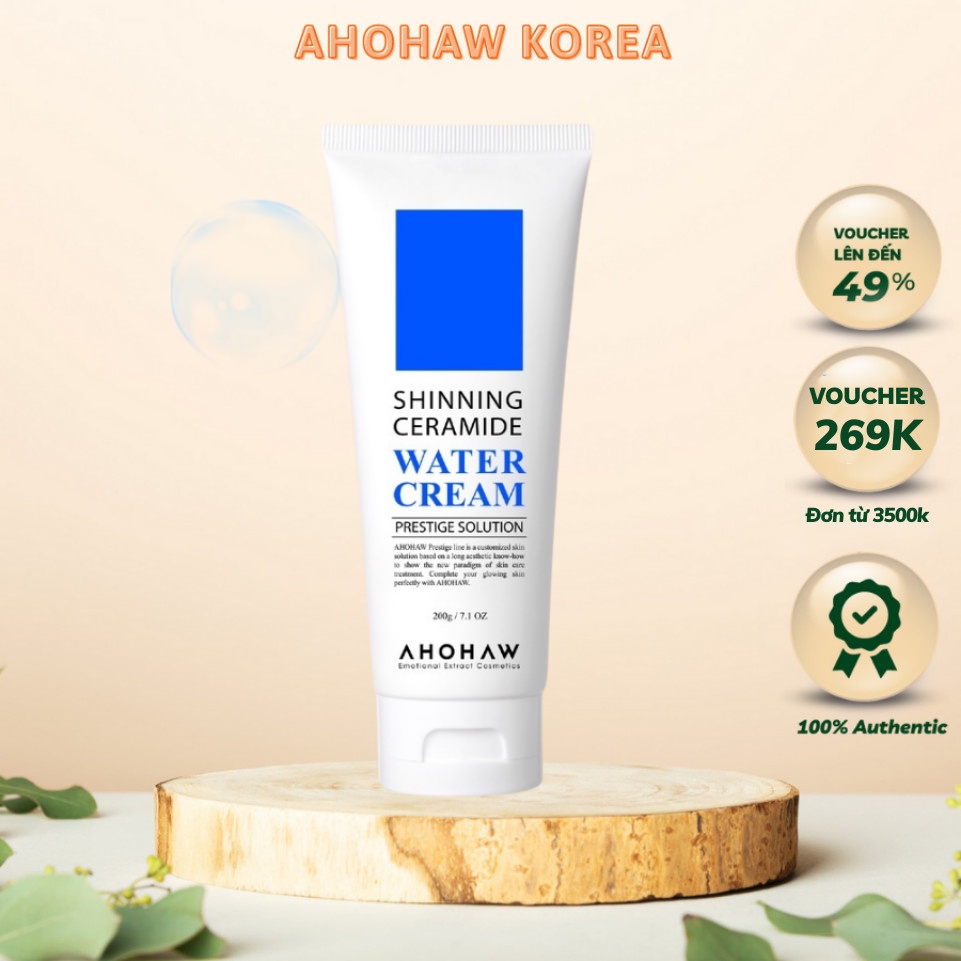 Kem Cấp Nước Ahohaw Shining Ceramide Water Cream 200g Bảo Vệ Làn Da Khỏe Mạnh