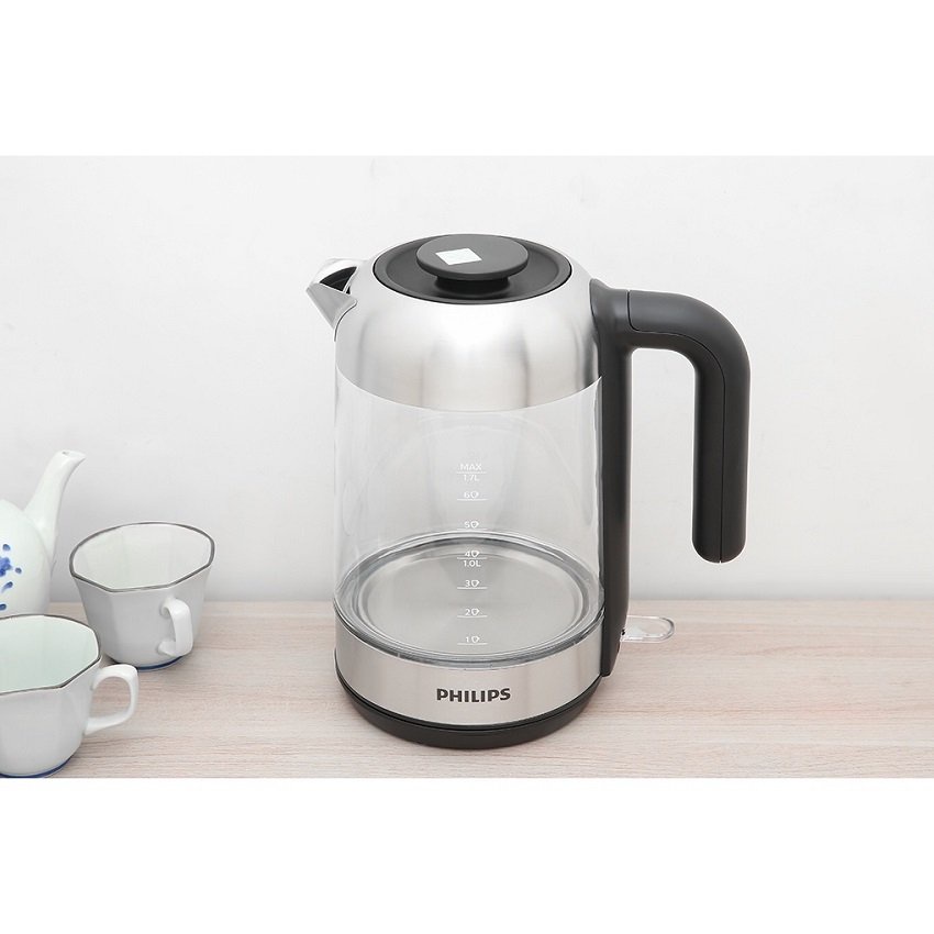 Bình đun siêu tốc thủy tinh PHILIPS 1.7 lít HD9339 /80- Hàng Chính Hãng