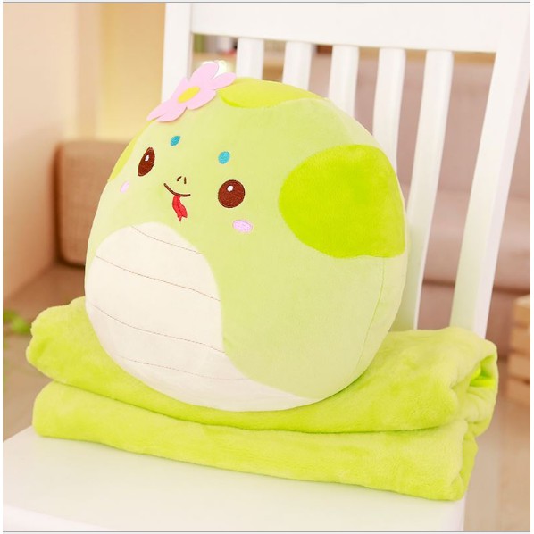 Gối Mền 12 Con Giáp 3 Trong 1 Nỉ Nhung Siêu Mịn, Chăn Gối Văn Phòng, Gấu Bông Kèm Mền