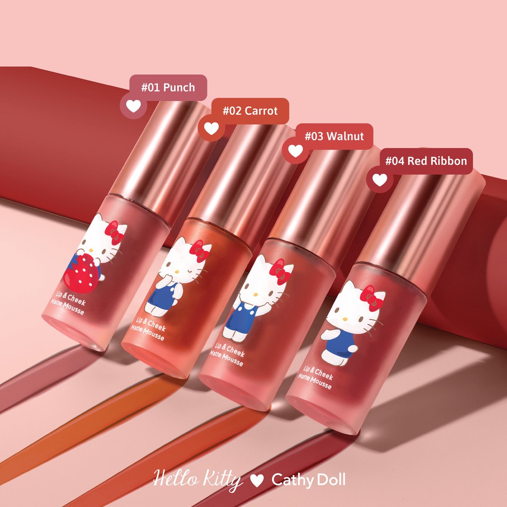 Son Kem Lì Và Má Hồng Hello Kitty Cathy Doll Lip & Cheek Matte Mousse 4g