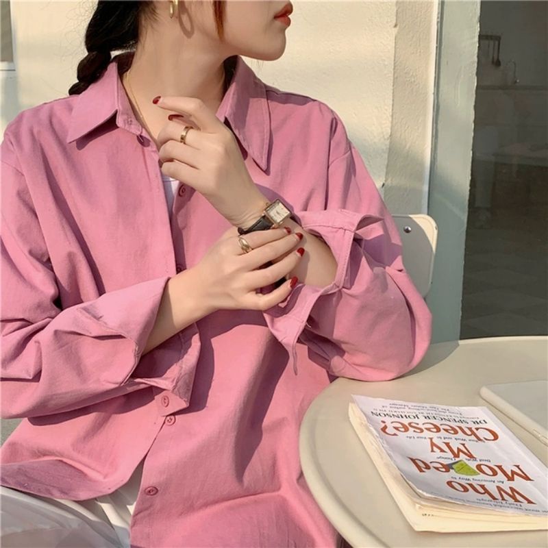 Áo sơ mi xanh đầu mùa thu, áo sơ mi pháp dài tay mới áo sơ mi cổ điển hàng loại 1 chất đẹp đi học đi làm