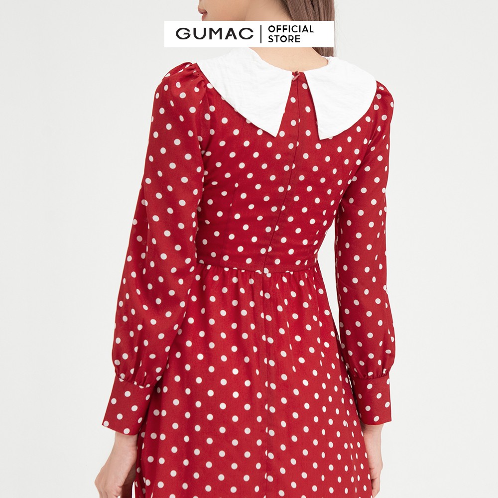 Đầm ôm nữ bi cổ trắng GUMAC thiết kế tiểu thư, bánh bèo màu đỏ DB488 | BigBuy360 - bigbuy360.vn