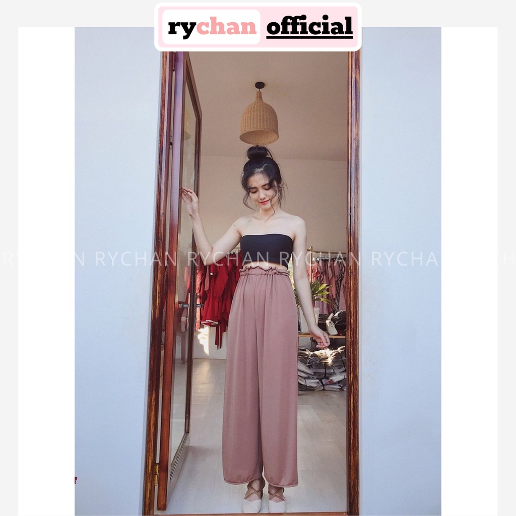 SE591 - Set Quần Suông Kèm Áo Crop Đen So Cute