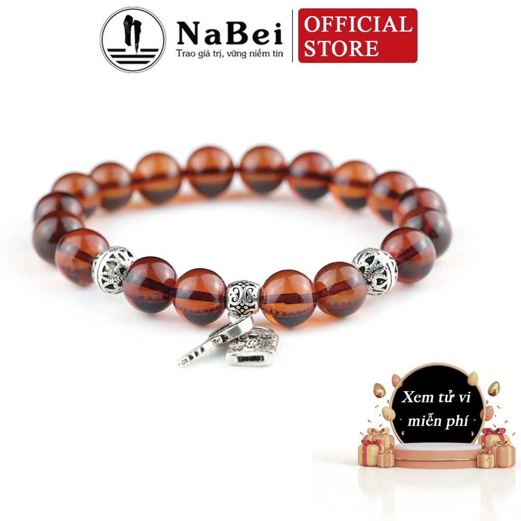 Vòng Tay Hổ Phách Tự Nhiên Mix Bạc Thái Phù Hợp Cho Mệnh Kim, Thủy, Hỏa, Thổ, Mộc NB24 - Phong Thủy NaBei Store