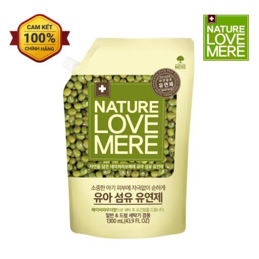 Nước xả Nature Love Mere hương đậu xanh Mungbean chai 1.8L/ túi 1.3L
