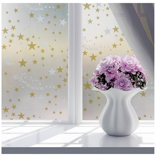 Decal giấy dán kính sao vàng