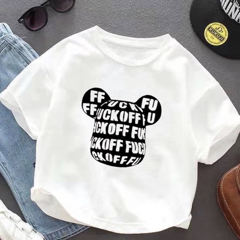 Áo thun bé trai CON XINH cotton hình in MICKEY F.OFF ,thời trang dành cho trẻ em từ 4 đến 10 tuổi