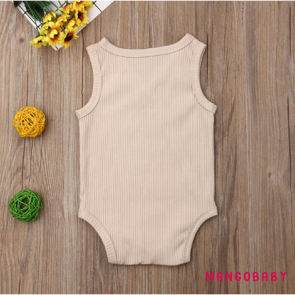 Bộ Áo Liền Quần Cotton Màu Sắc Trơn Thời Trang Mùa Hè Cho Bé Sơ Sinh