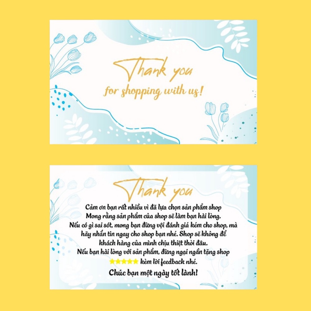 Card cám ơn, thiệp cám ơn khách hàng giá rẻ 15-100 card dành cho các cửa hangfd tặng hộp nhựa