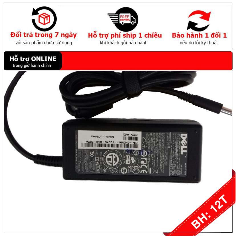 [BH12TH] Sạc cho Laptop Dell 19.5V 3.34A 65W chân kim nhỏ 4.5 x 3.0mm . Bảo Hành 12 Tháng