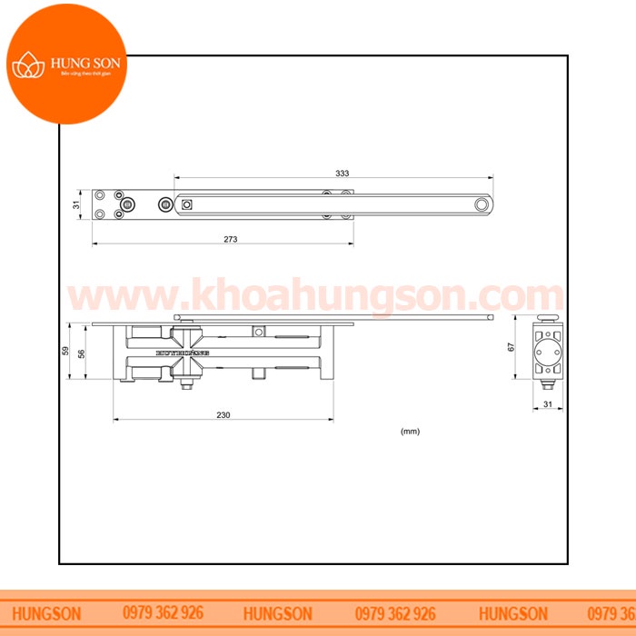 TAY CO THỦY LỰC HUY HOÀNG TC02 ÂM CỬA