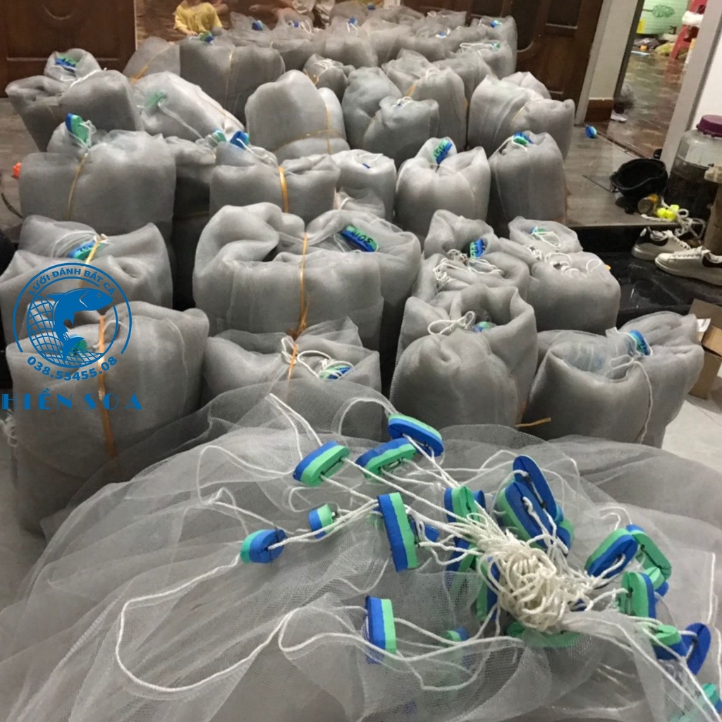 Lưới kéo cá vét tép ao hồ bằng lưới quét chã sợi cước PE Thái Lan Cao 2 mét