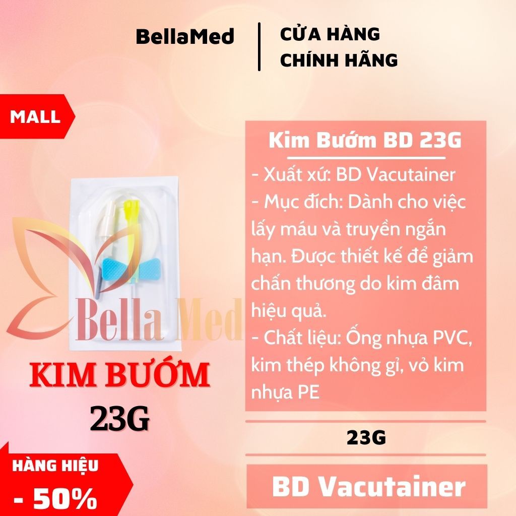 Kim bướm lấy máu chân không áp lực âm PRP 23G, 21G BD - USA