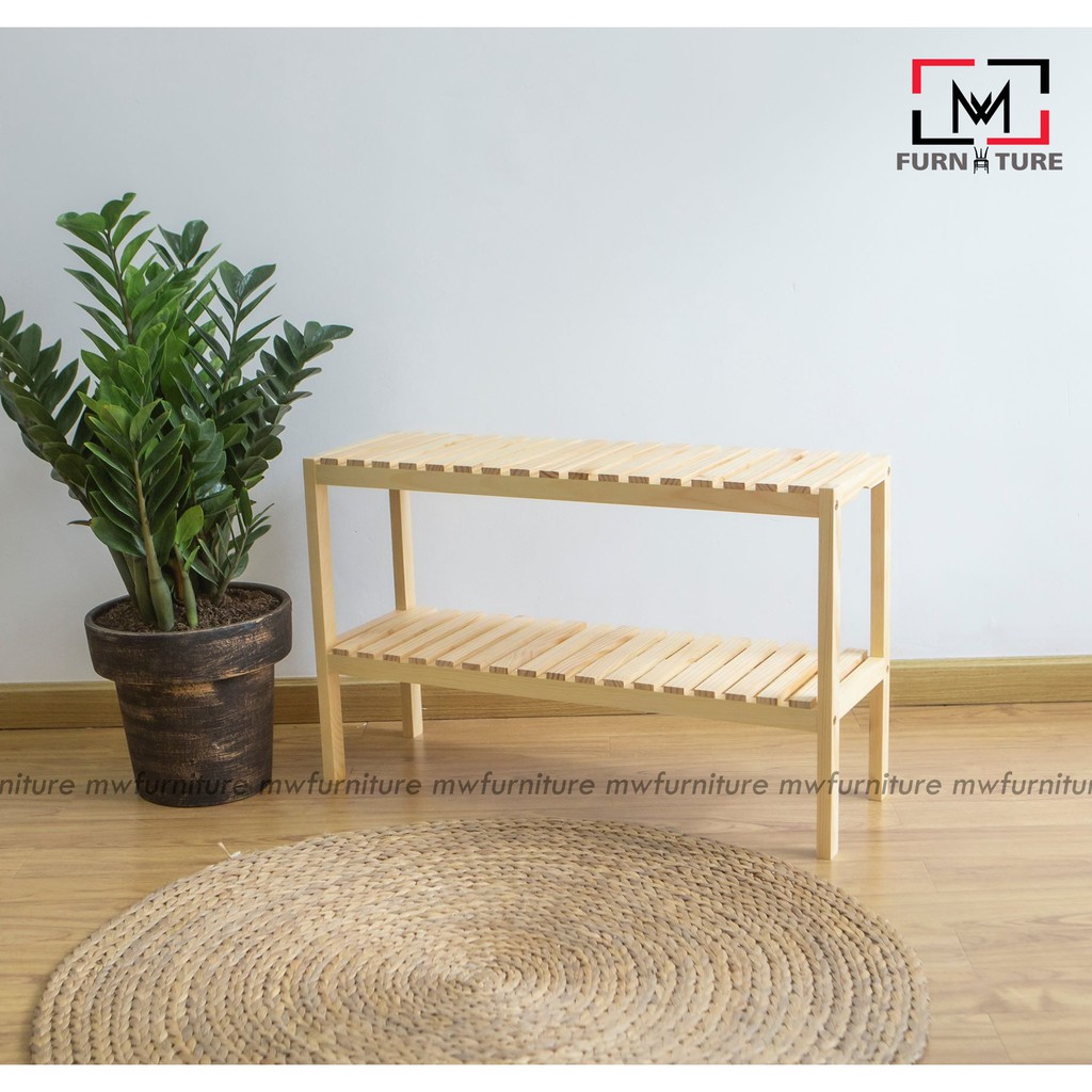 Kệ giày 2 tầng size 80x50x26 cm gỗ thông nhập khẩu MW FURNITURE - Nội thất trang trí