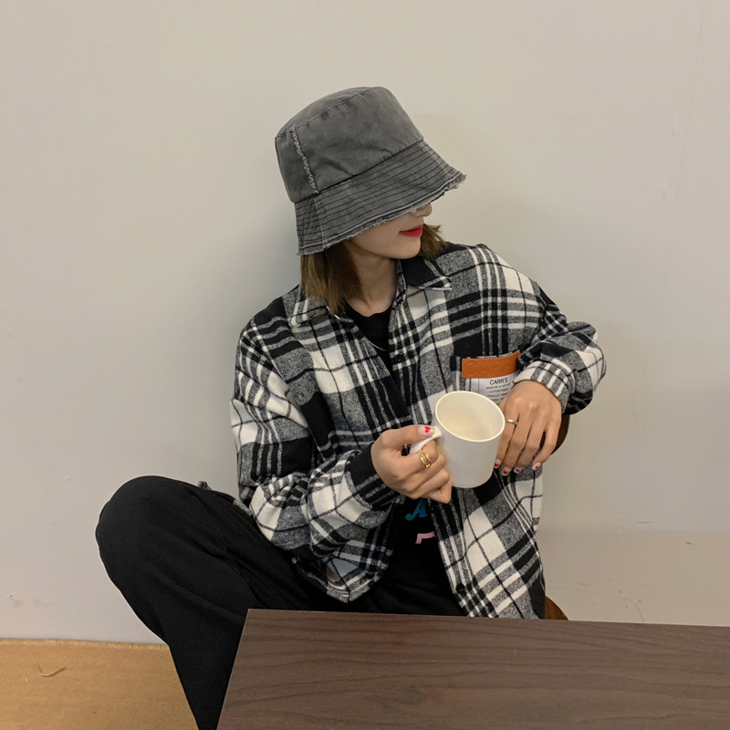 Áo sơ mi SUXI tay dài họa tiết caro thời trang trẻ trung dành cho nữ