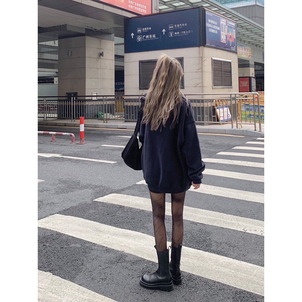 Áo sweater tay bồng khóa cổ FOURYES dáng rộng unisex/ Áo nỉ thu đông in họa tiết chữ trẻ trung năng động_Nano Ulzzang | BigBuy360 - bigbuy360.vn