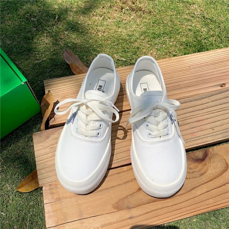 6:30PM Order Mã 053 Giày sneaker ulzzang dáng vans basic đế bánh mì màu xanh trắng hot trend độc lạ