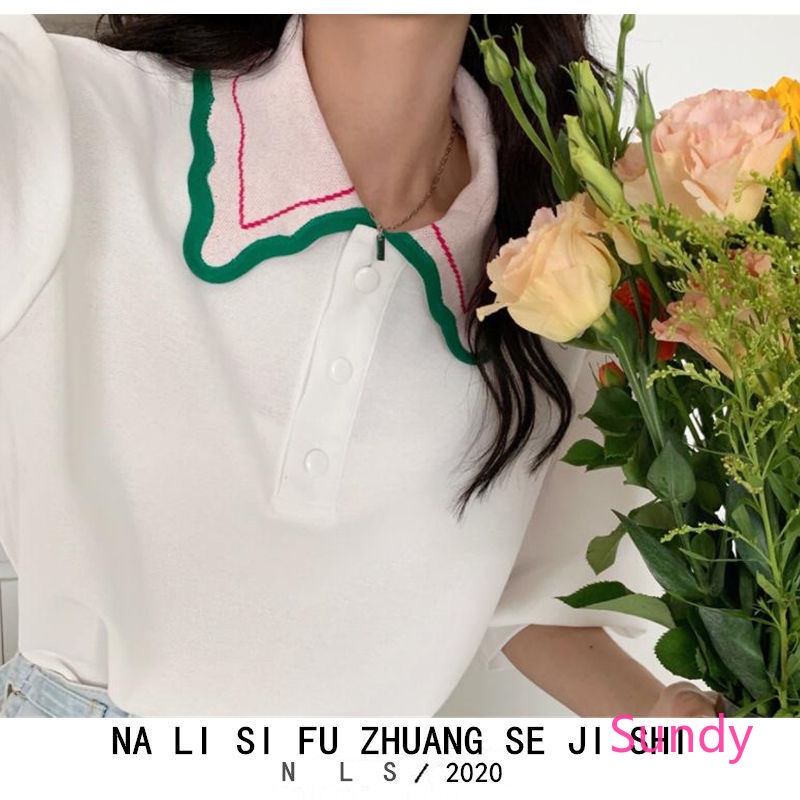 Áo Tay Phồng Cổ Polo Thời Trang Mùa Hè Pháp Cho Nữ