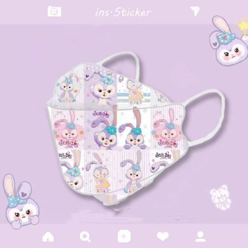 [ Hàng Có Sẵn ] 1 Túi 10 Chiếc Khẩu Trang KF94 Hoạ Tiết Thỏ Tím Size Người Lớn