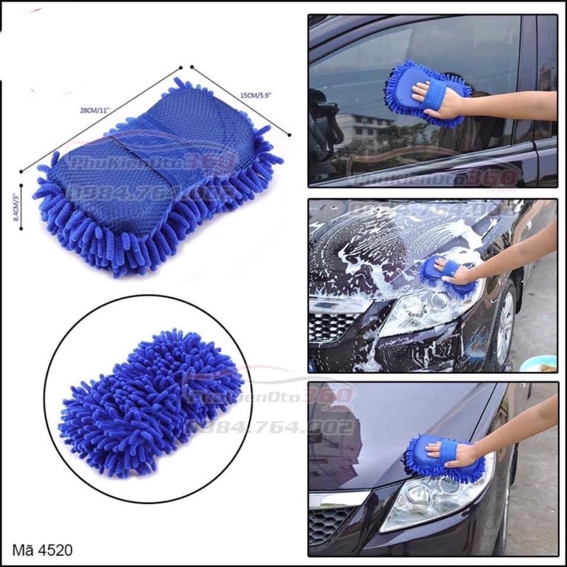 Bao tay bọt biển lau rửa xe ô tô, xe máy chuyên dụng - Miếng bọt biển siêu mềm siêu thấm hút