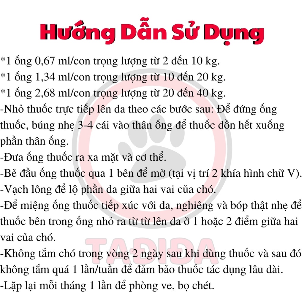 Ống nhỏ gáy diệt ve rận bọ chét cho Chó Mèo Fronil Spot – Tadida Pet