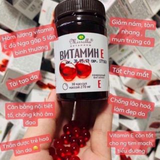 Vitamin E đỏ  270mg Nga mẫu mới