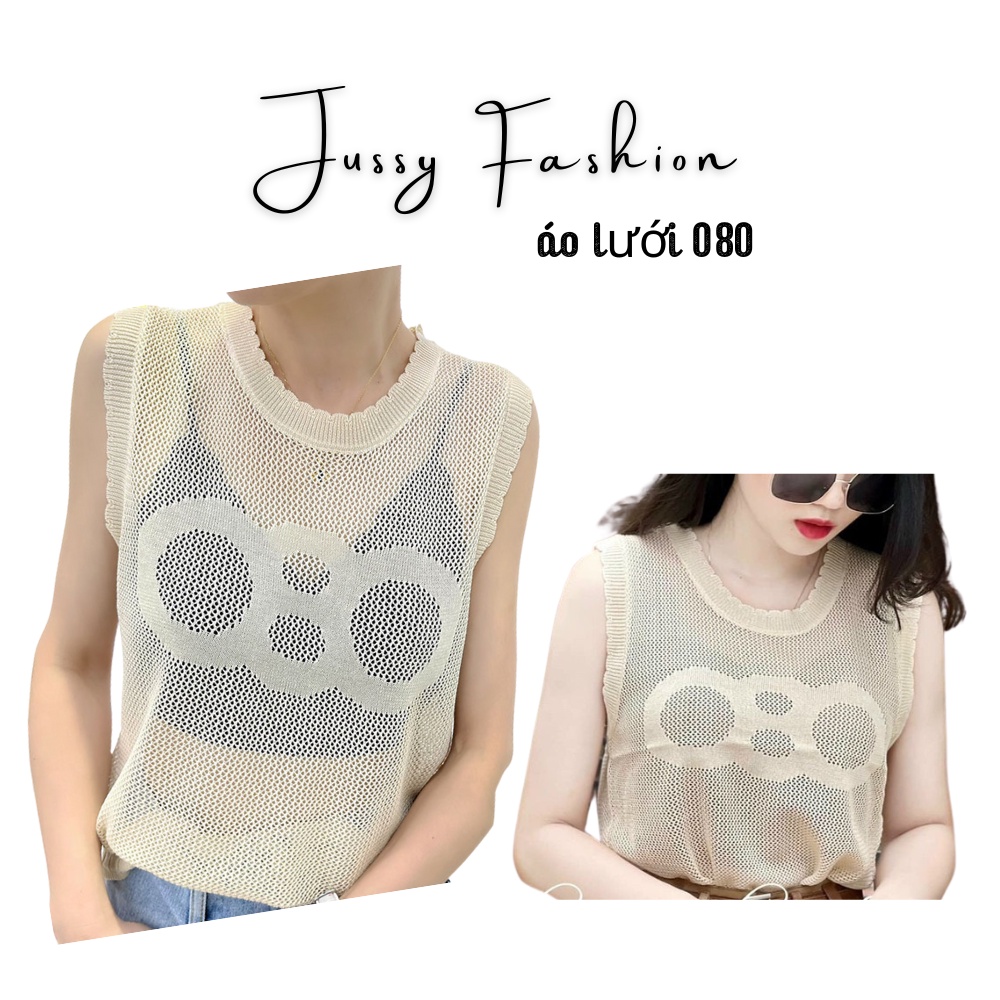 Áo Len Nữ Lưới Jussy Fashion Kiểu Dáng Sát Nách Ba Lỗ Nữ Lưới Chữ 080 Sành Điệu, Thời Trang
