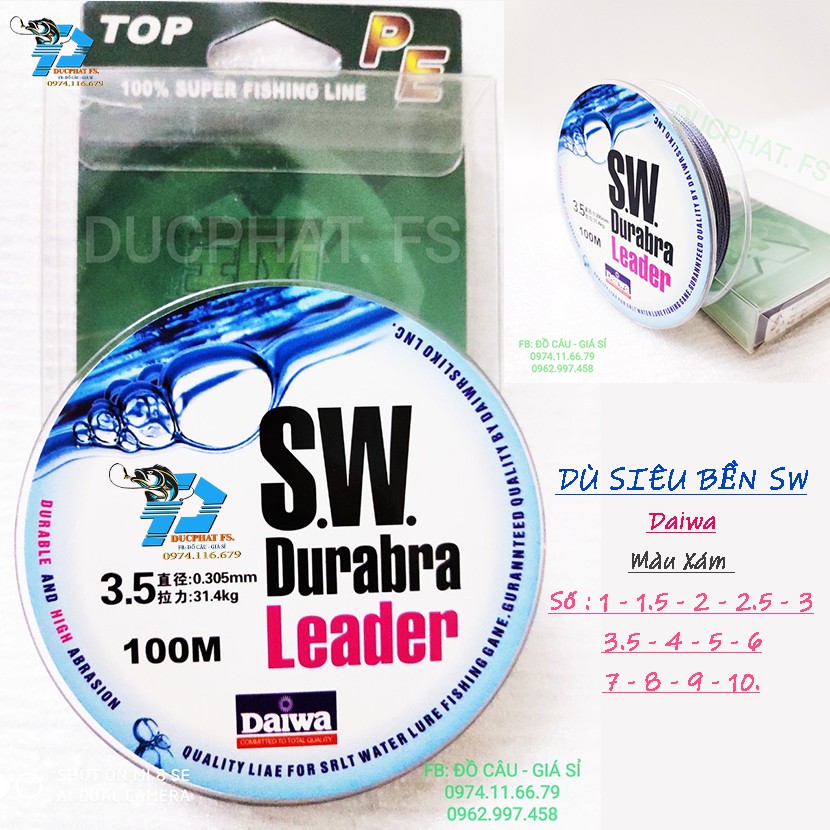 Dây câu dù siêu bền xám PE x4 daiwa SW. dùng câu lure và làm thẻo câu.