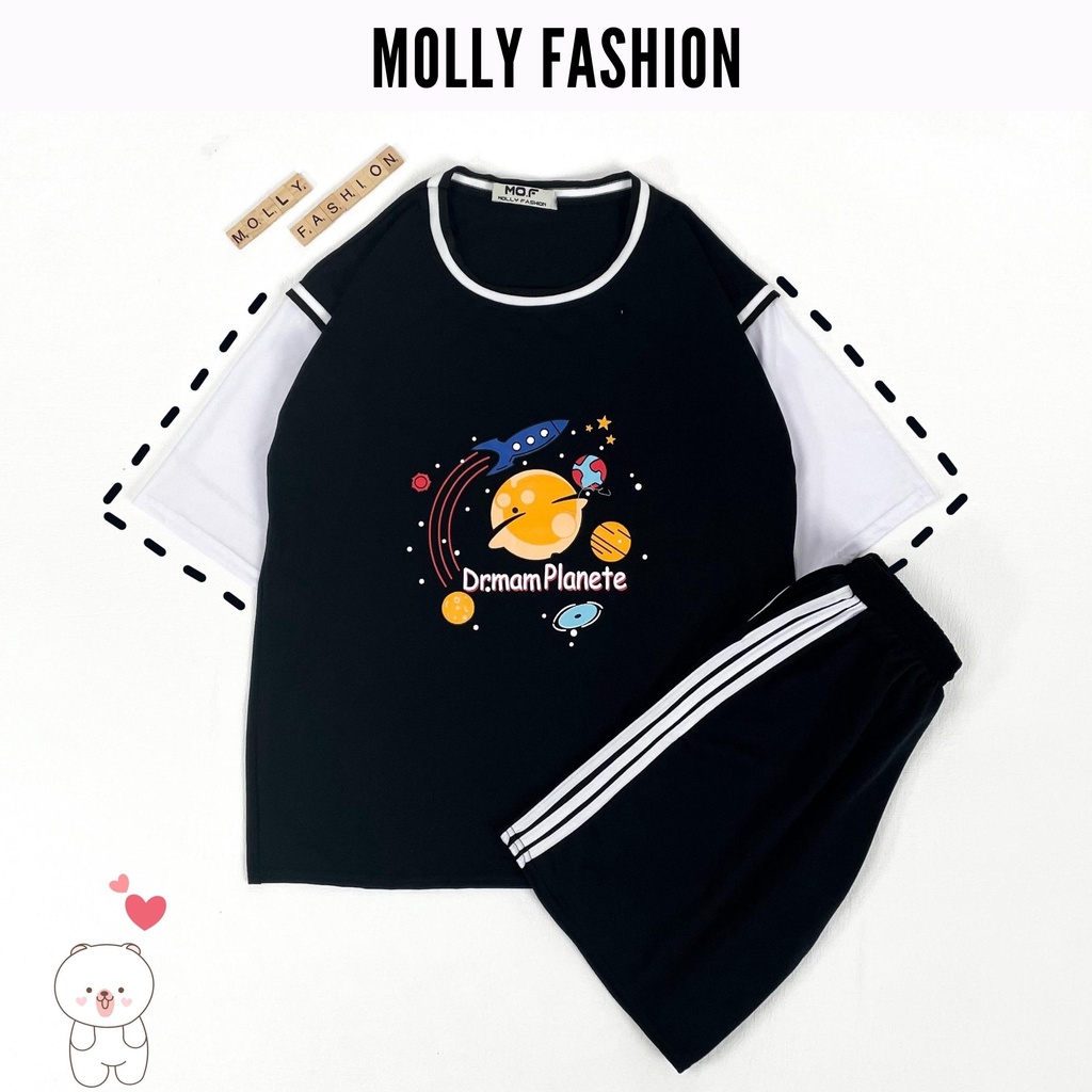 Set đồ bộ Bóng rổ ❤️ Bộ mặc nhà bóng rổ quần 3 sọc DRMAM PLANETE Freesize nam nữ Molly Fashion