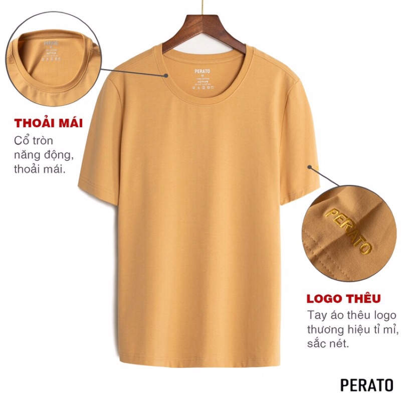 Áo Thun Nam Ngắn Tay Không Cổ PERATO (6 Màu), Chất Liệu Mềm Mại, Thấm Hút Nhanh Chóng, Bền Màu (TSOP21004-03) | BigBuy360 - bigbuy360.vn