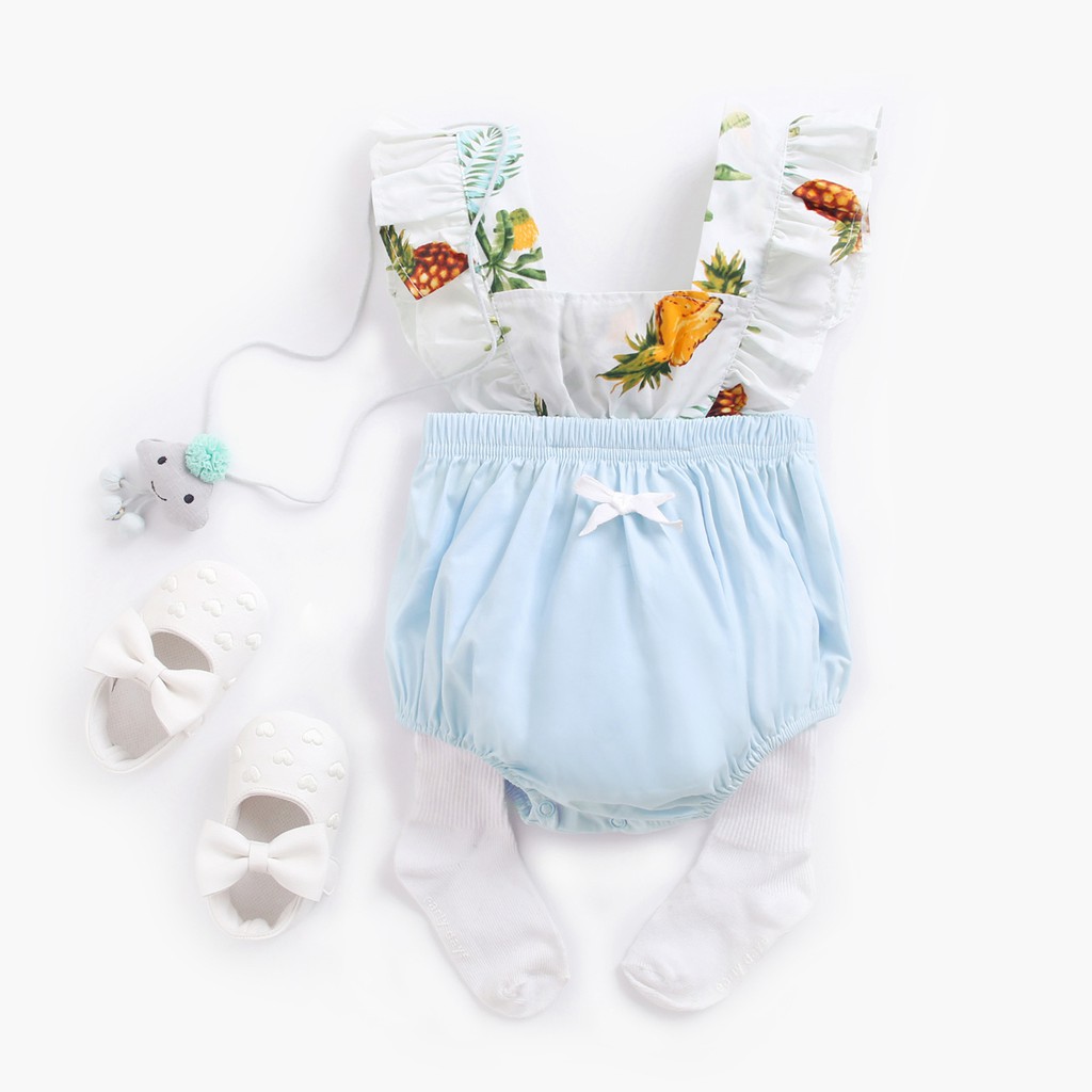 Bộ Áo Liền Quần Sanlutoz Thiết Kế Không Tay Màu Xanh Dương Thời Trang Mùa Hè Dành Cho Bé Gái