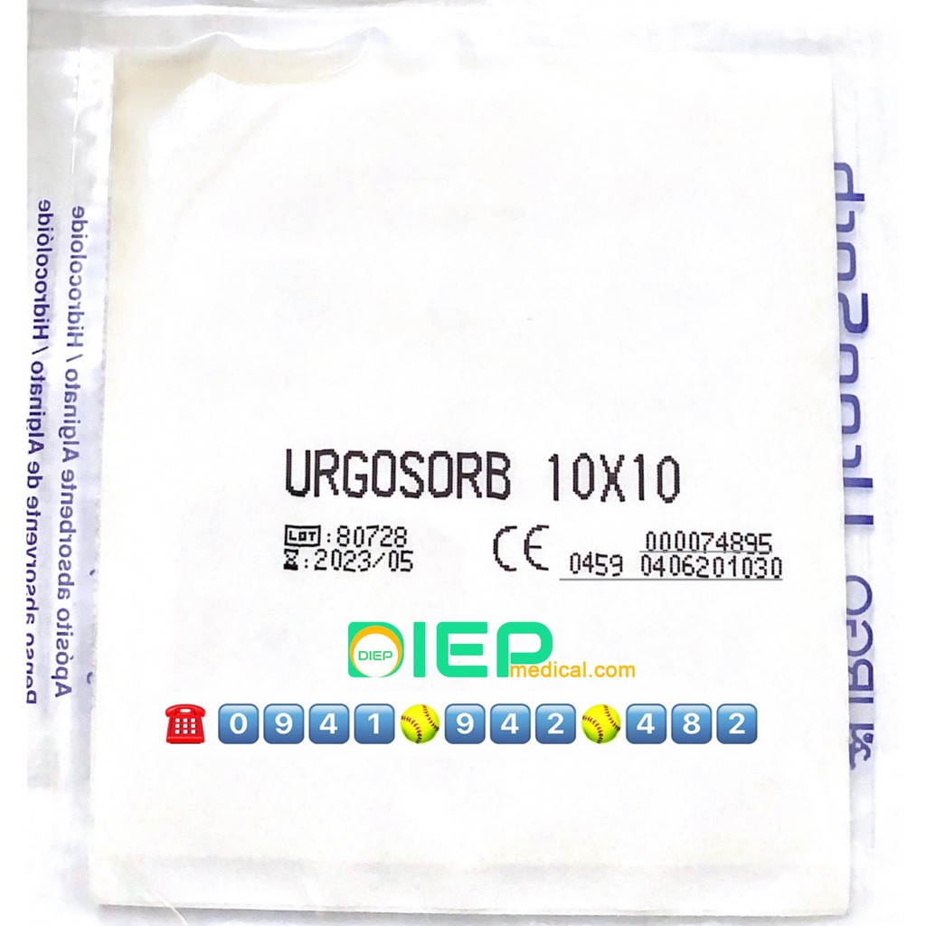 ✅ URGOSORB miếng 10cm x 10cm - Băng gạc Alginate hút dịch, cầm máu, nhanh lành thương