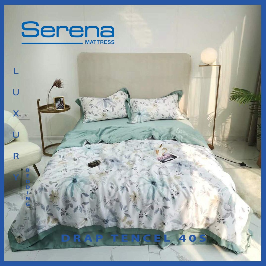 Bộ chăn ga gối Drap Tencel 40s Serena Cao Cấp Phong Cách Hàn Quốc 5 món chăn ga gối chần bông – Hệ Thống Nệm